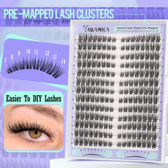 Yawamica natural lash clusters cat-eye 8mm for balanced lengthening and lift.
