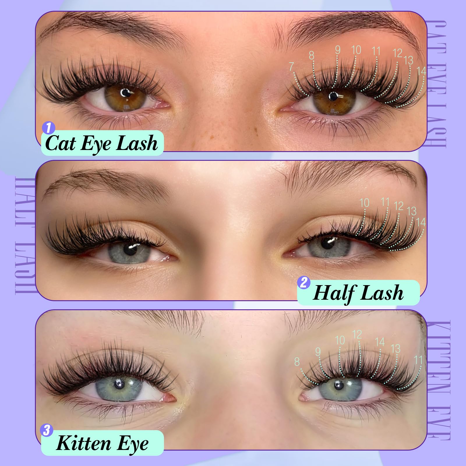 Yawamica natural lash clusters cat-eye 9mm adds gentle drama without bulk.