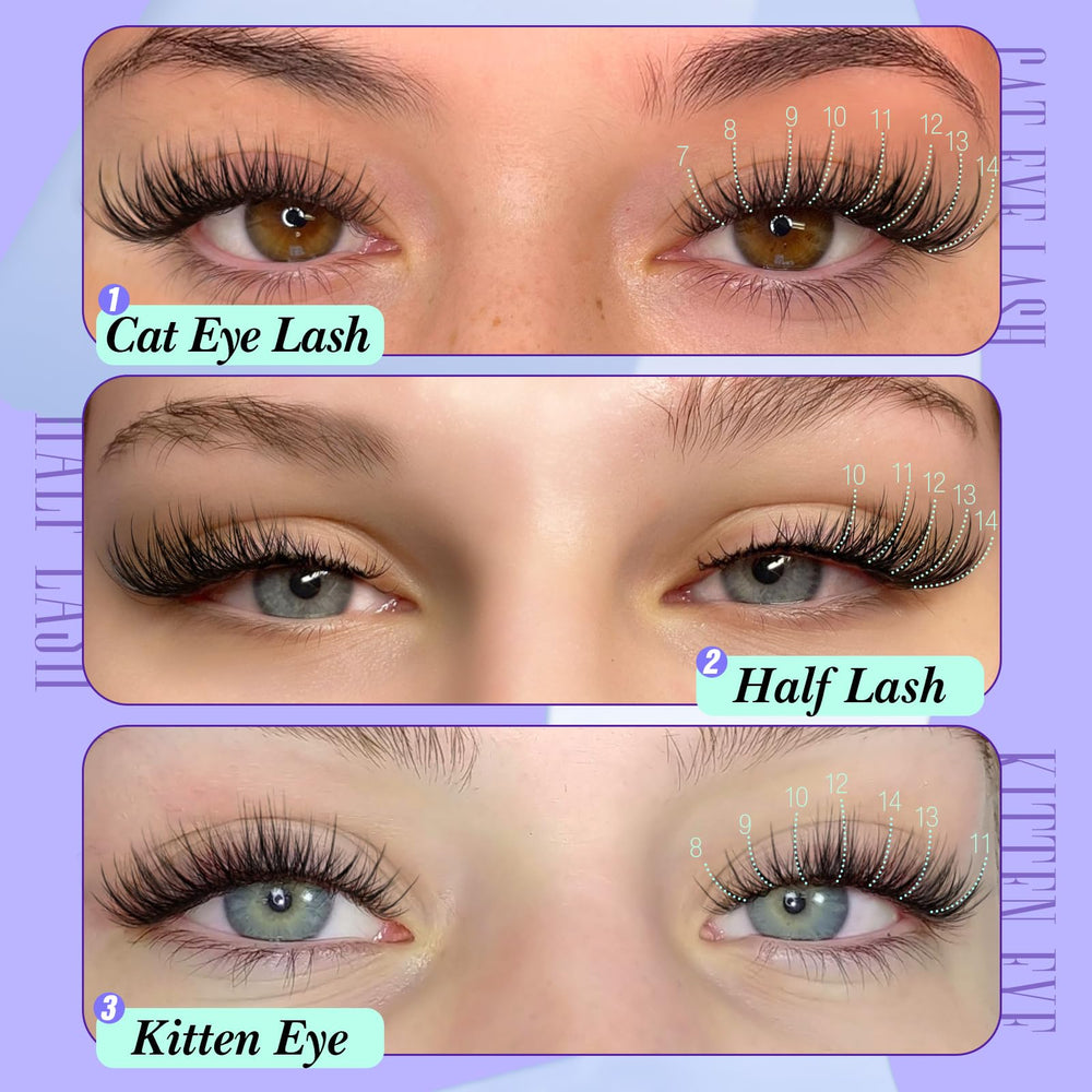 Yawamica natural lash clusters cat-eye 9mm adds gentle drama without bulk.