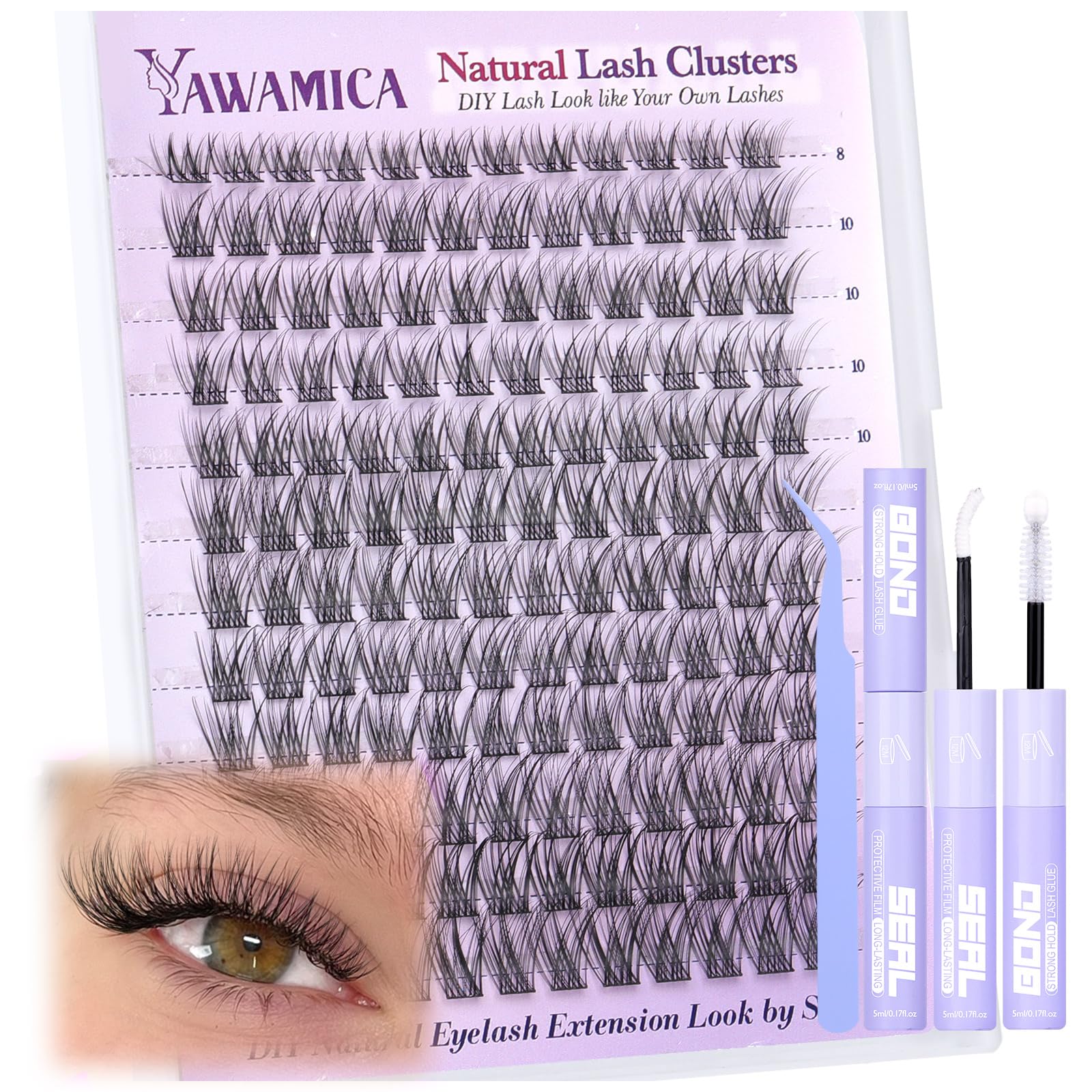 Yawamica lash clusters kit 8-14mm for natural daytime lashes