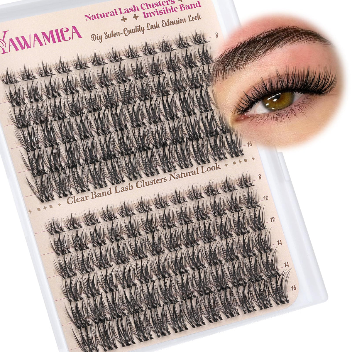 Yawamica Lash Clusters Wispy 10-16mm provide natural volume for everyday eyes.