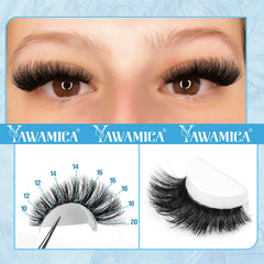 Yawamica lash lengths 10-20mm display for versatile at-home styling.