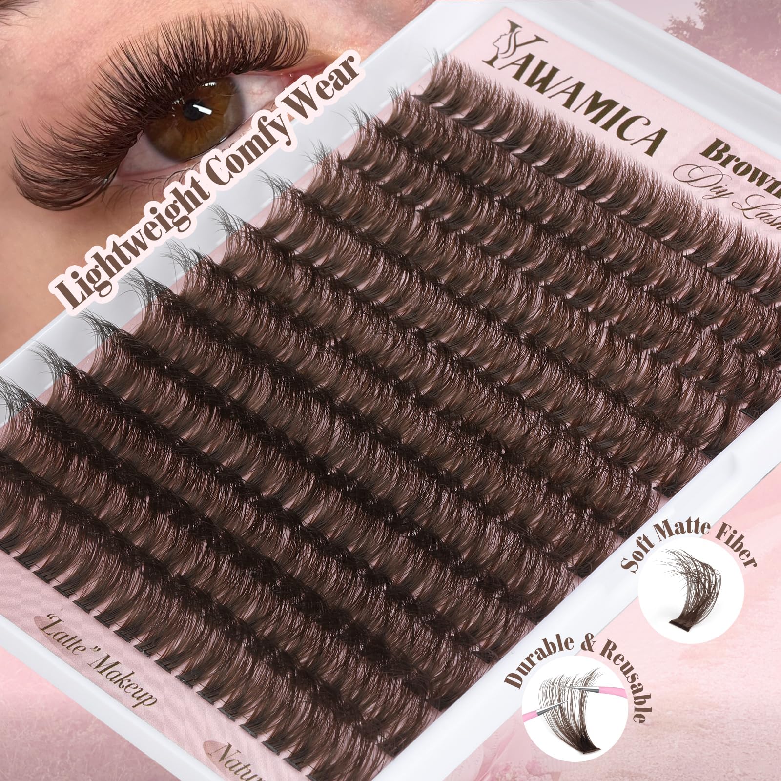 Yawamica lightweight 80D fibers create fluffy lash look.