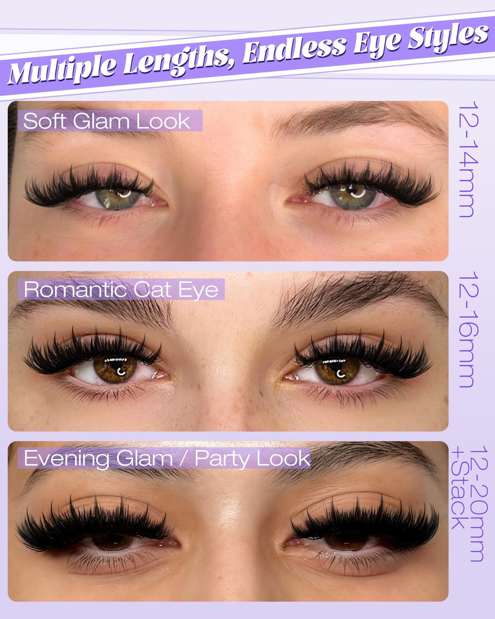 Soft, feather-light fibers of Yawamica lash clusters close-up
