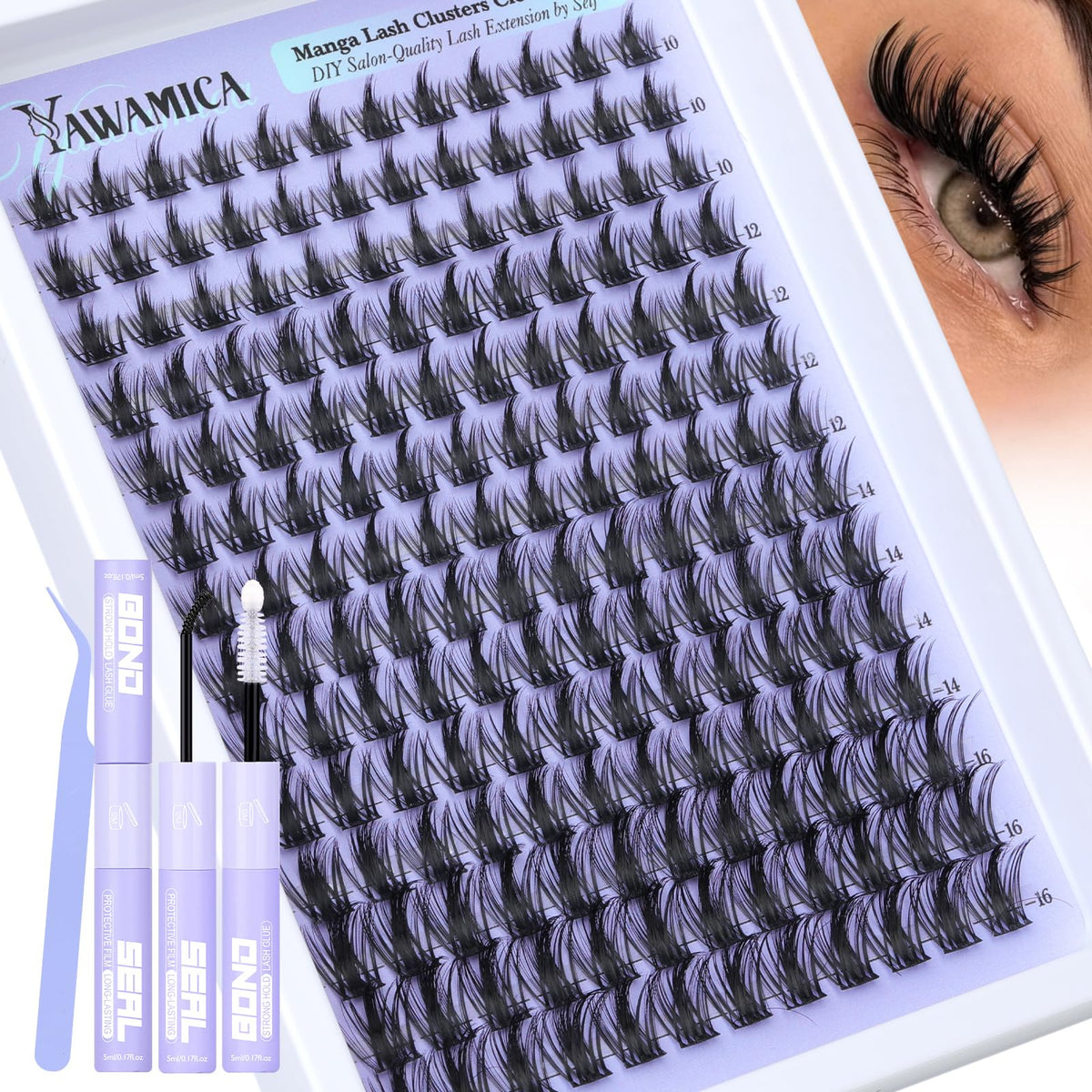Yawamica Manga Lash Clusters Kit for quick, dramatic anime eyes.