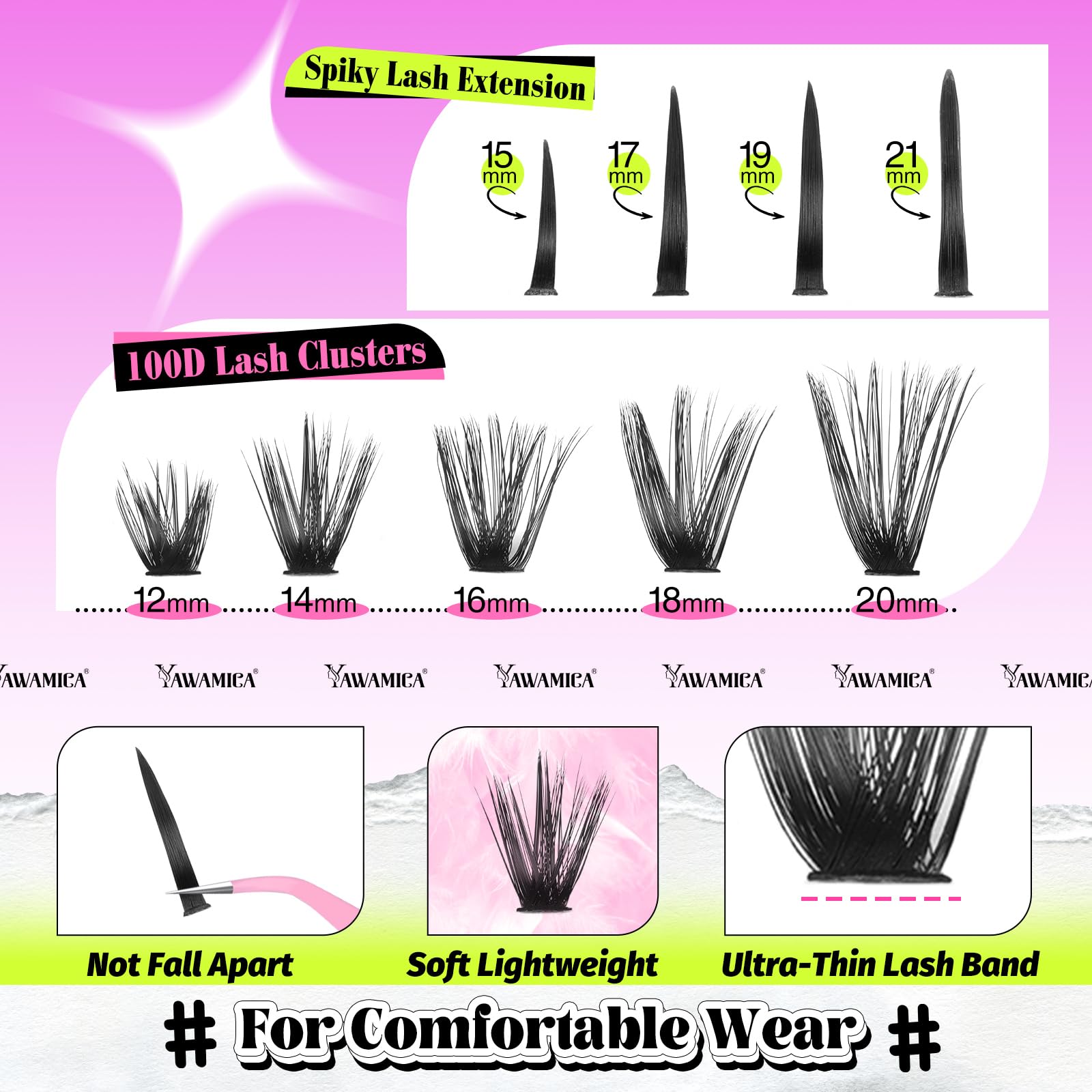 Yawamica manga lash look collection highlights spiky and wispy mix.