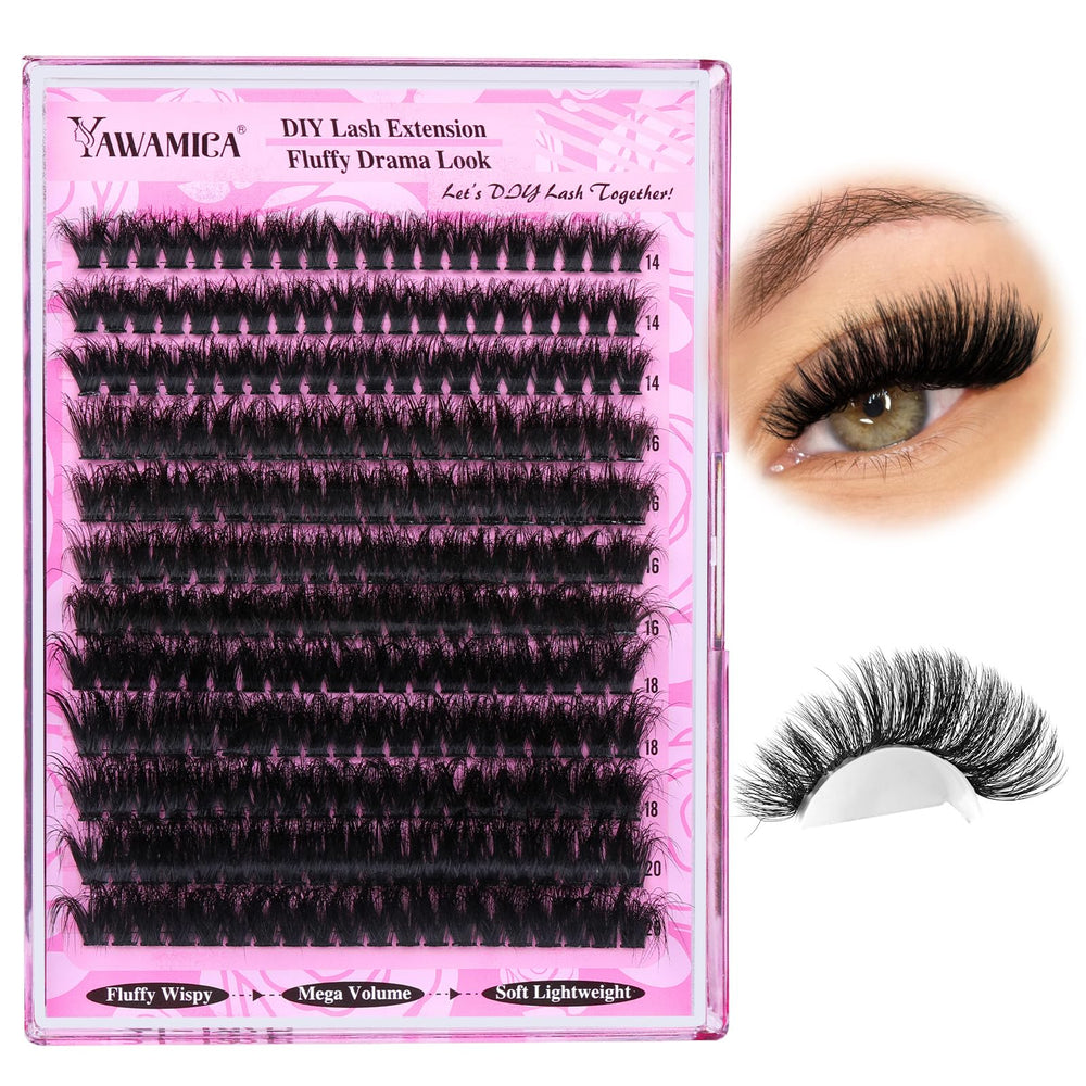 Yawamica model wearing fluffy lashes showcasing dramatic effect