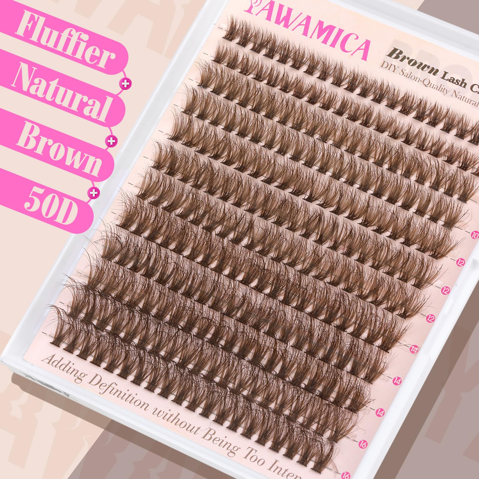 Yawamica 10-16mm range supports natural, cat-eye, or full-lash looks.