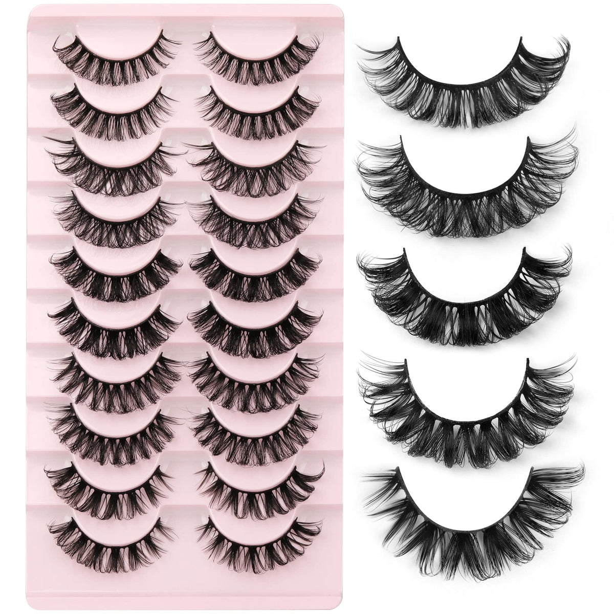 Yawamica Russian volume strip lashes style 1 for a fuller, natural daytime look.