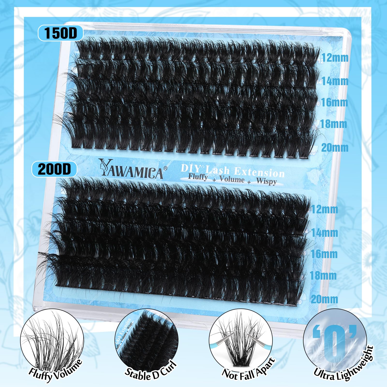 Yawamica soft faux mink clusters for fluffy, natural-looking volume
