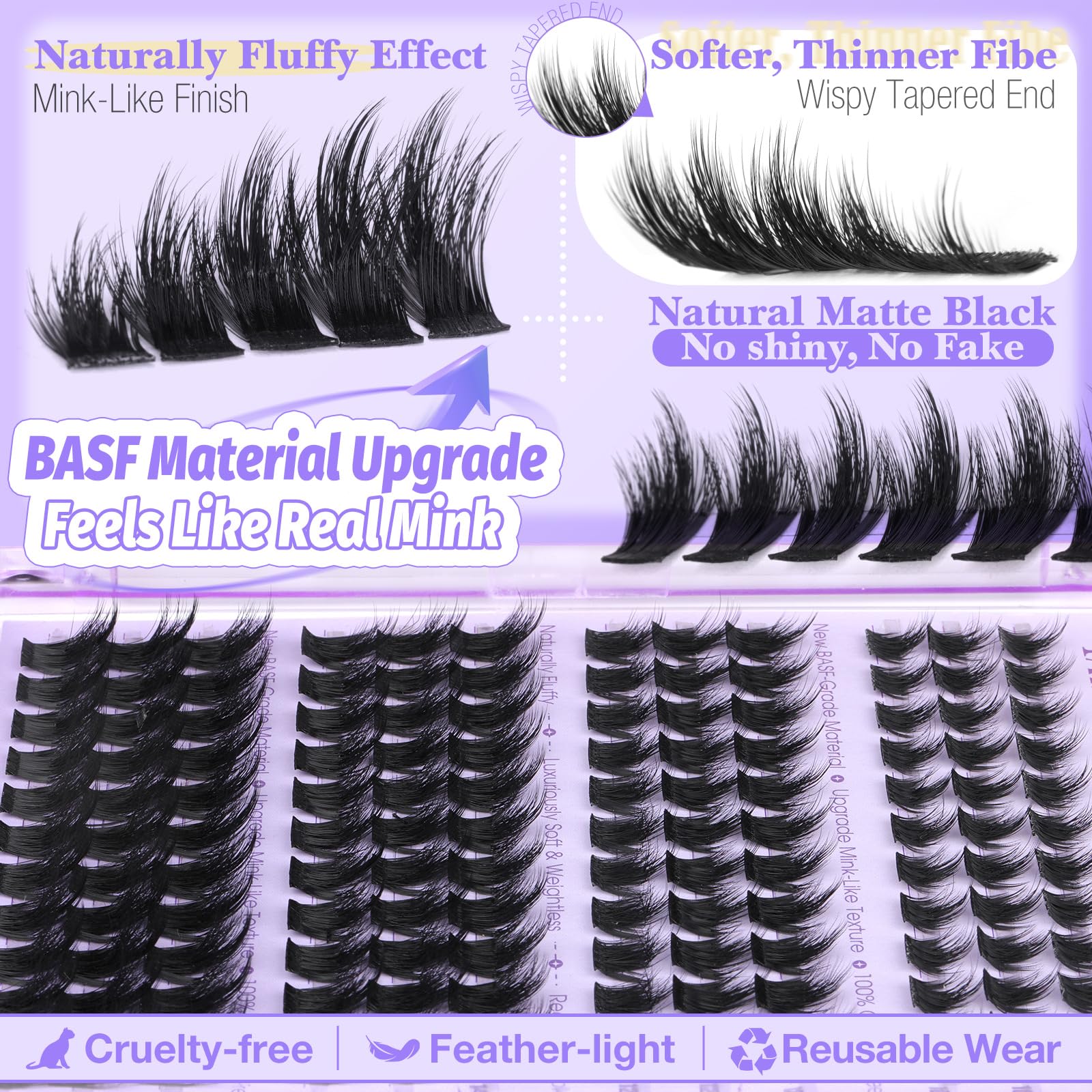 Yawamica soft thin band lashes offering all-day comfort.