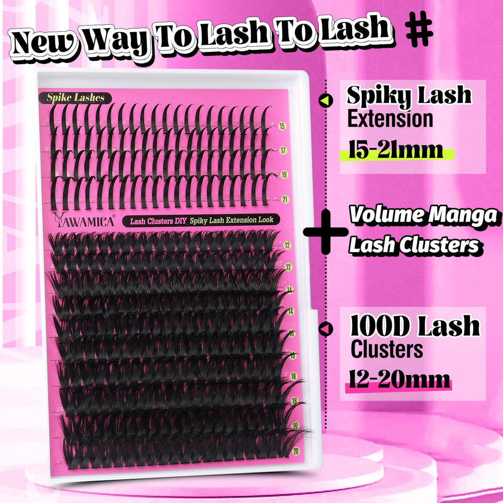 Yawamica spike lashes 15-21mm add dramatic spikiness for manga-inspired style.