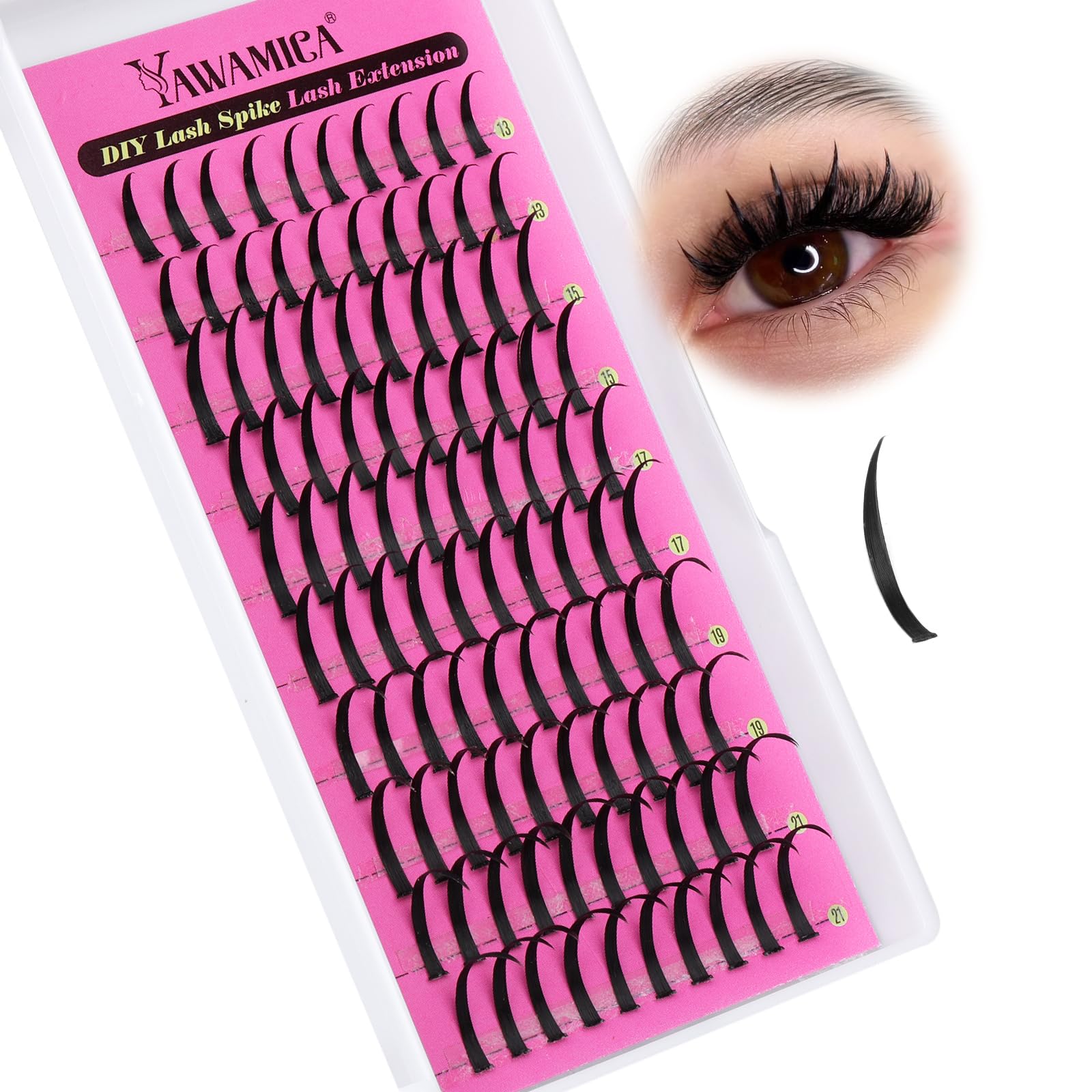 Yawamica Spiky Lash Extensions with D curl for easy natural-to-bold looks