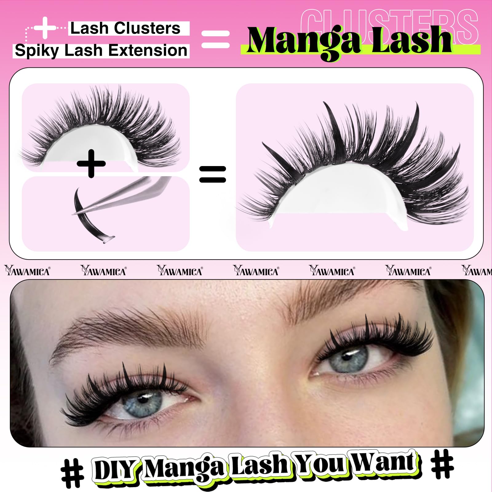 Yawamica spiky lashes, 13-21mm mix, ideal for manga-inspired volume