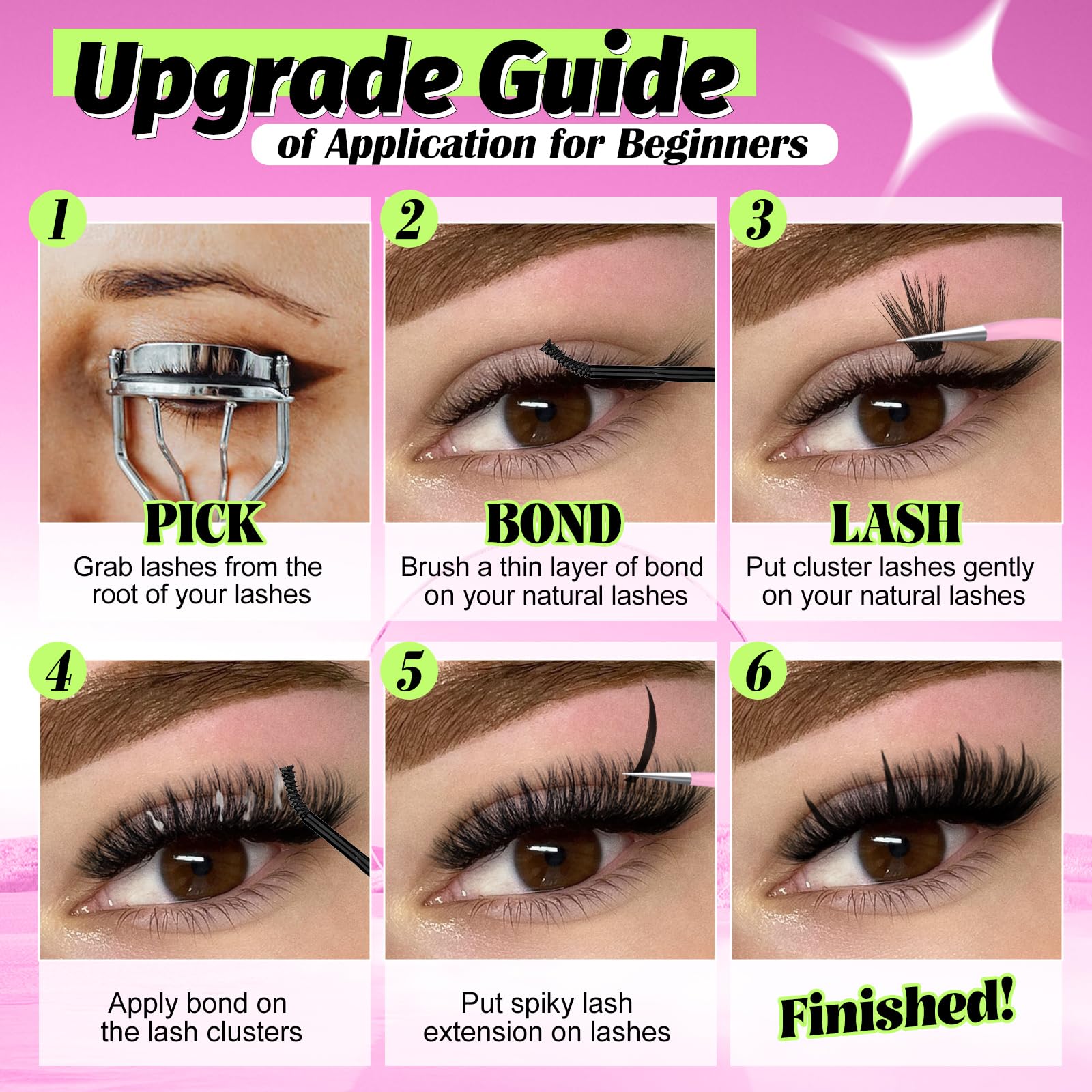 Yawamica spiky lash extensions with mixed lengths for versatile styling