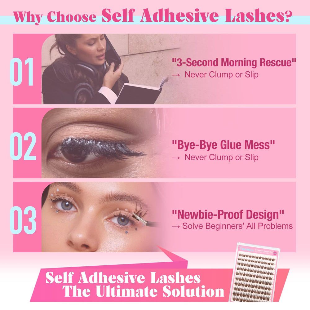Yawamica ultra-flexible band cluster lashes for all-day comfort