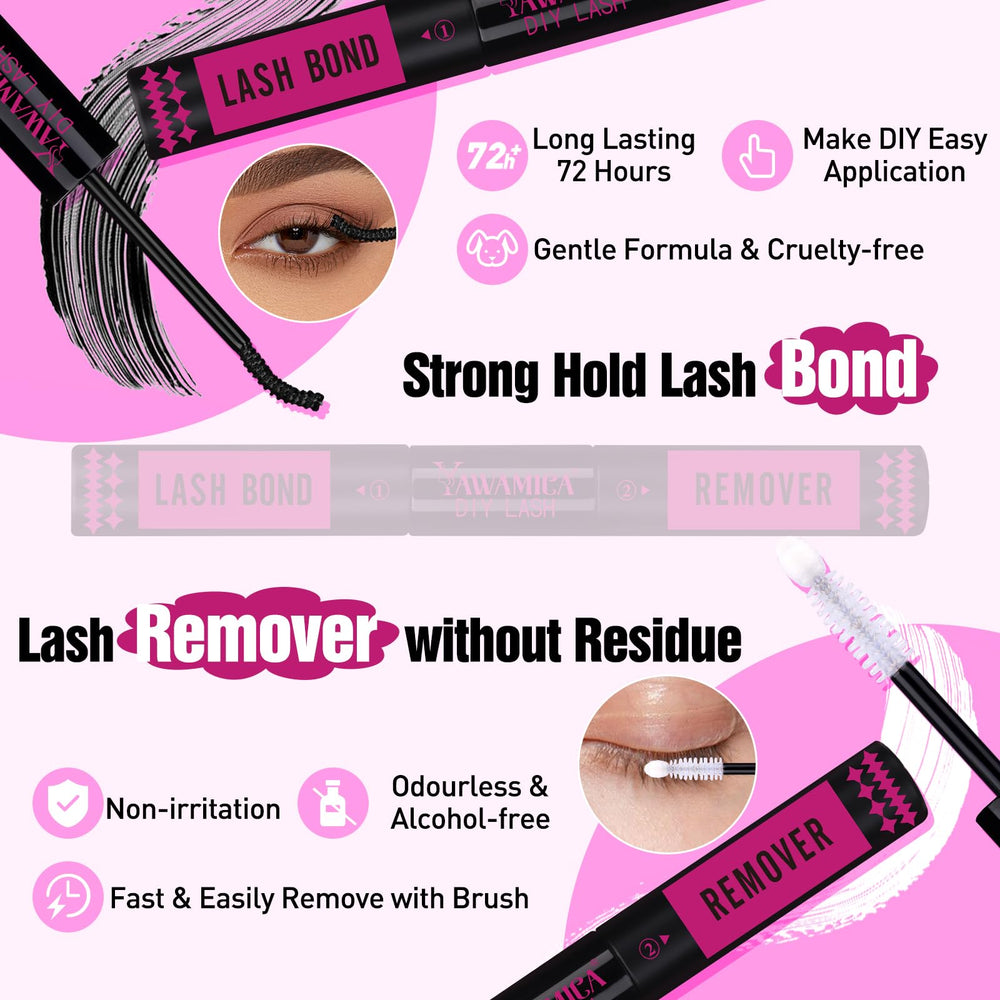 Yawamica upgrade matte black mink fiber clusters for fuller, softer lashes