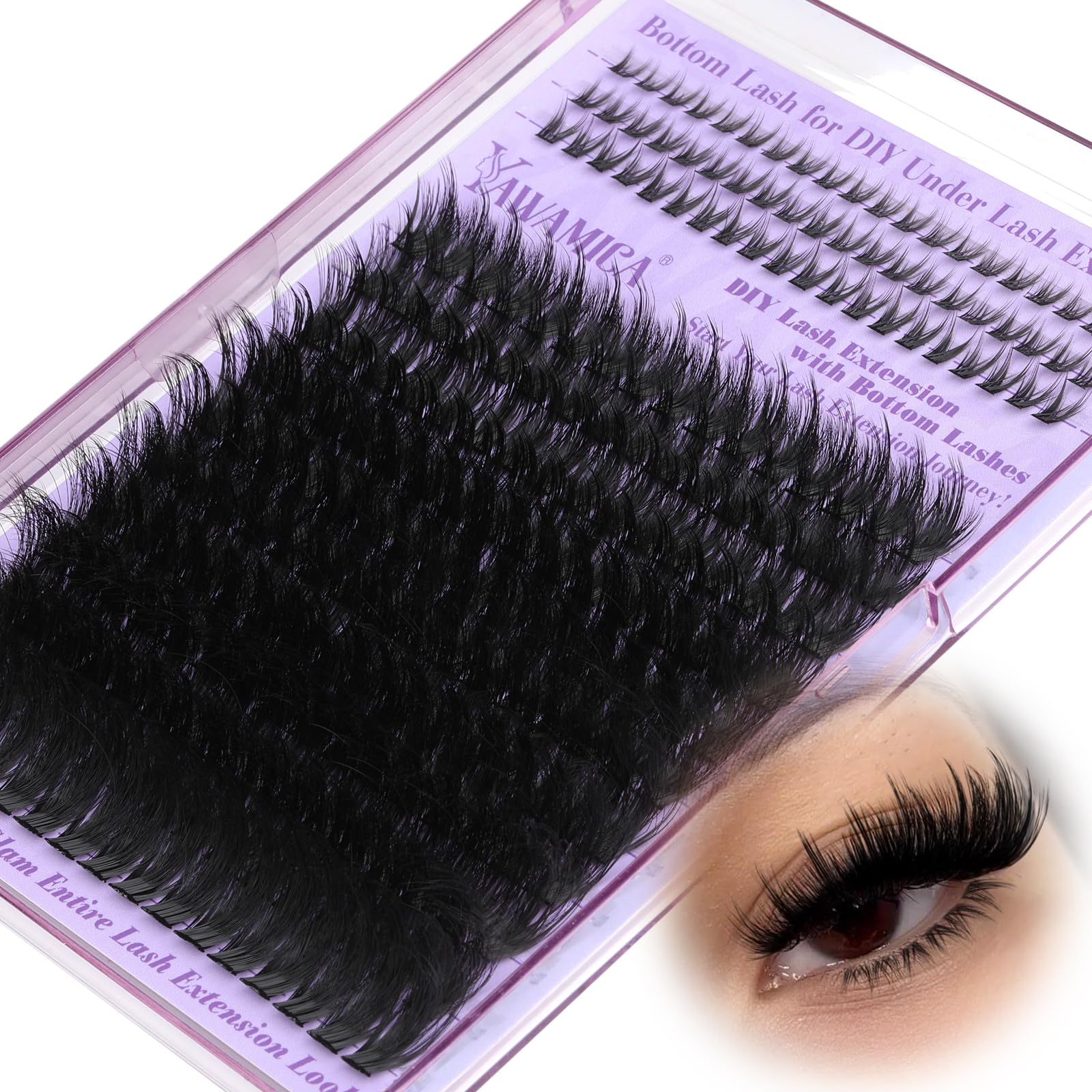 Yawamica volume lash clusters with 300D spikes for dramatic manga-style lashes.