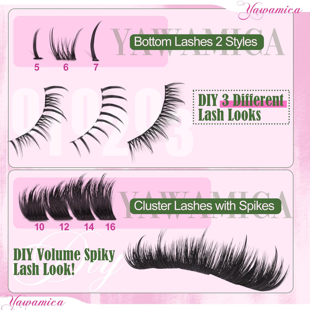 Yawamica Volume Lash Clusters bottom 5-7mm for balanced look and quick fill-in.