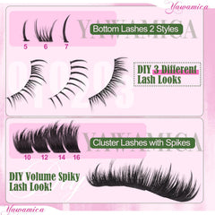 Yawamica Volume Lash Clusters bottom 5-7mm for balanced look and quick fill-in.