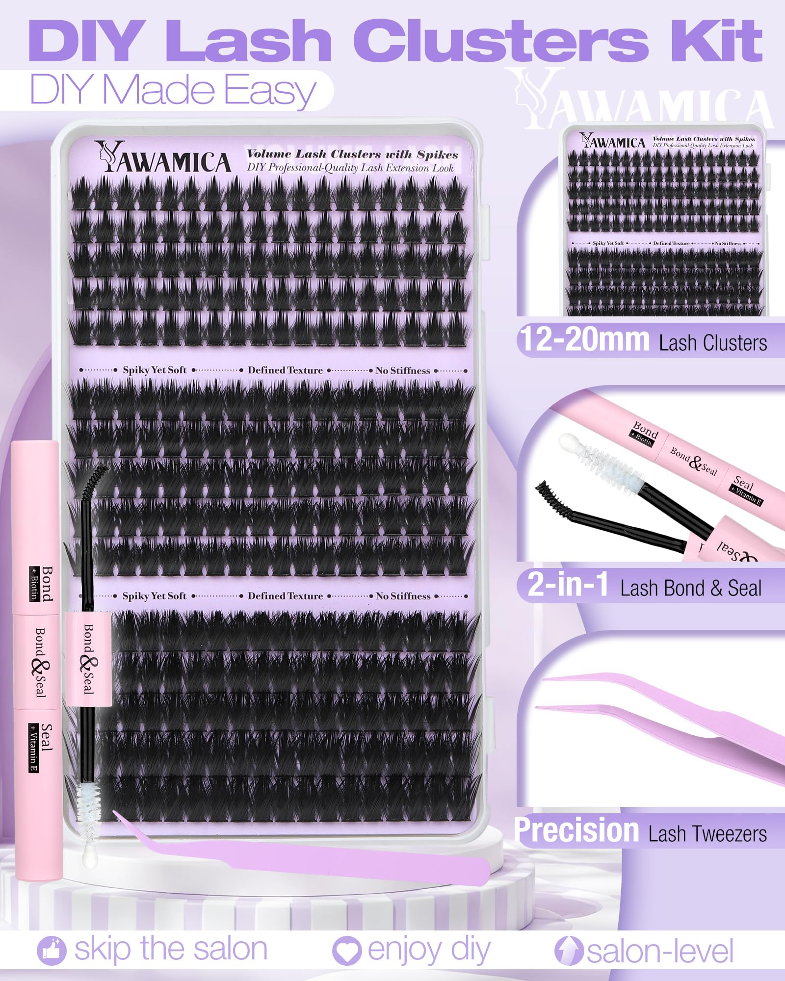 Yawamica kit in use for precise, at-home lash application