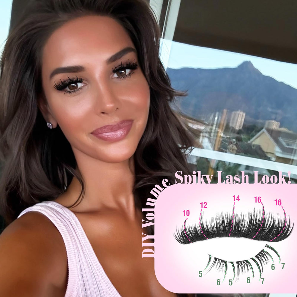 Yawamica Volume Lash Clusters with built-in spikes create a multi-dimensional eye look.