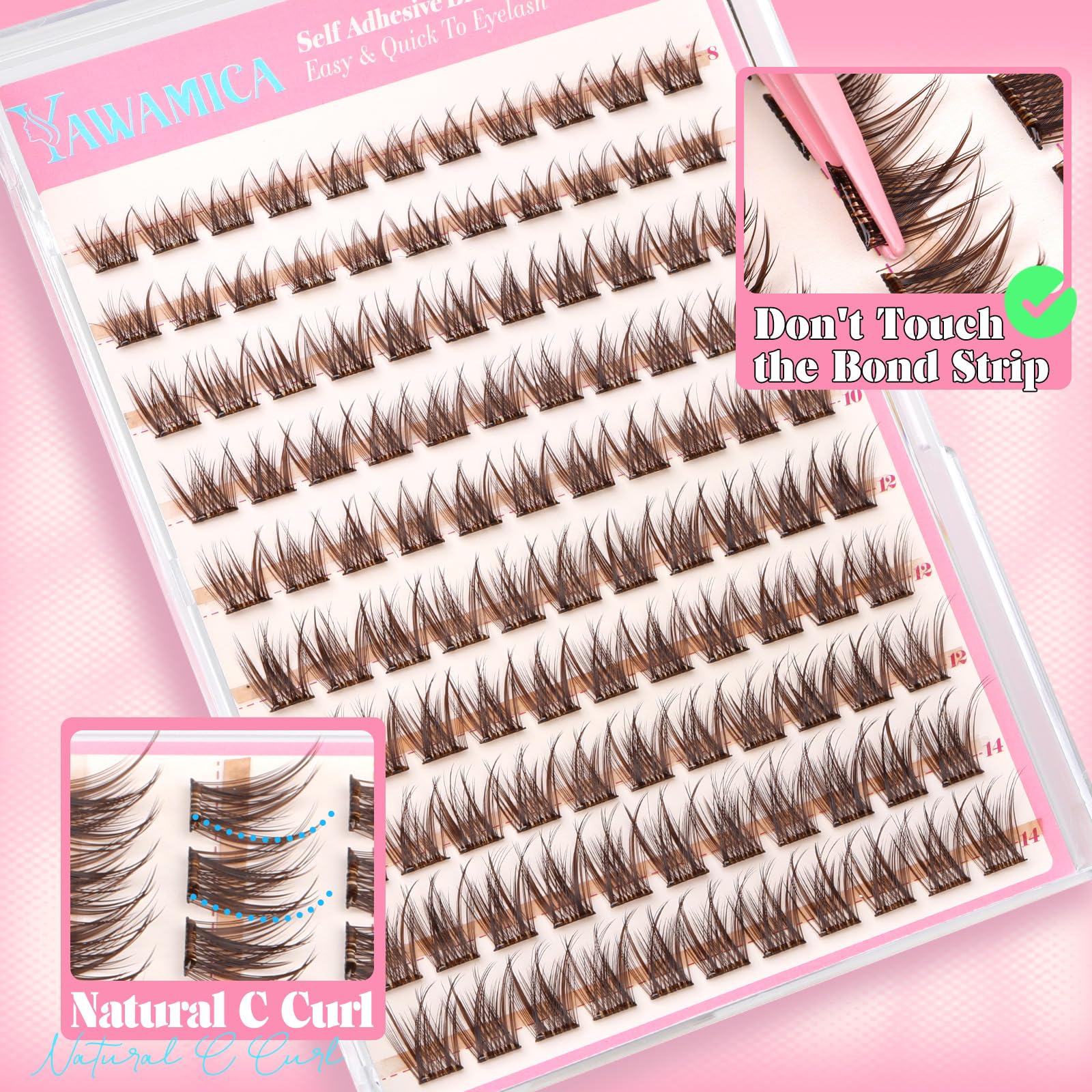Yawamica waterproof hold cluster lashes designed for reliable all-day wear