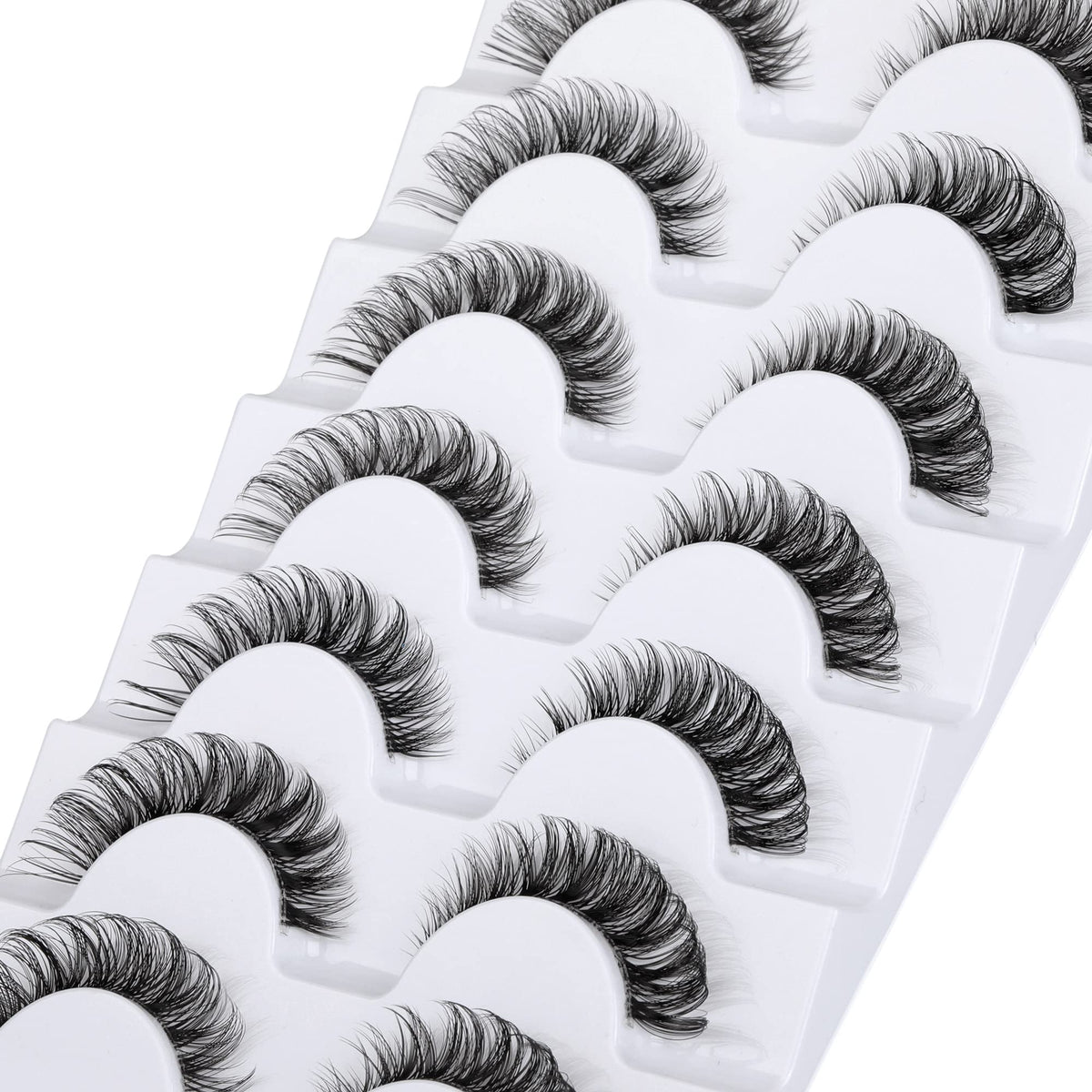 Yawamica wispy 13mm cat-eye lashes for natural, flattering look.