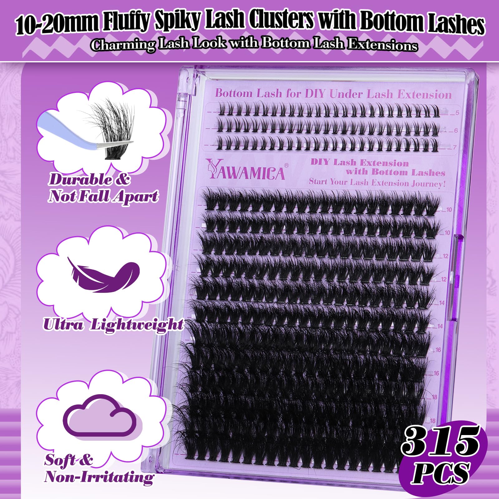 Yawamica wispy cluster lashes in 10-20mm offer versatile DIY styling.