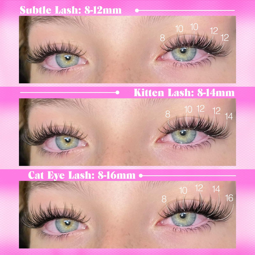 Yawamica wispy clusters 16mm close-up for dramatic evening lash.