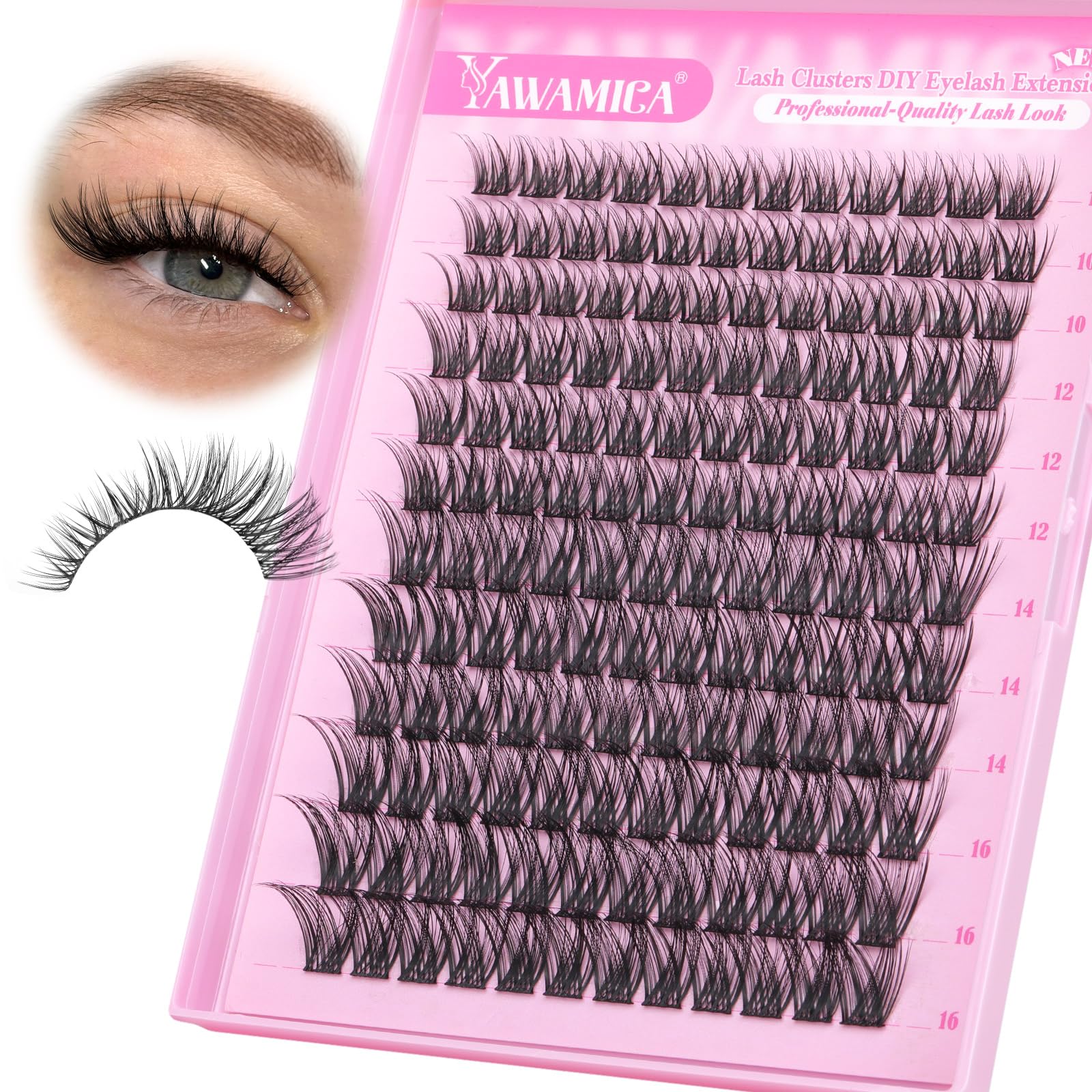 Yawamica Wispy Lash Clusters packaging view for quick at-home styling.