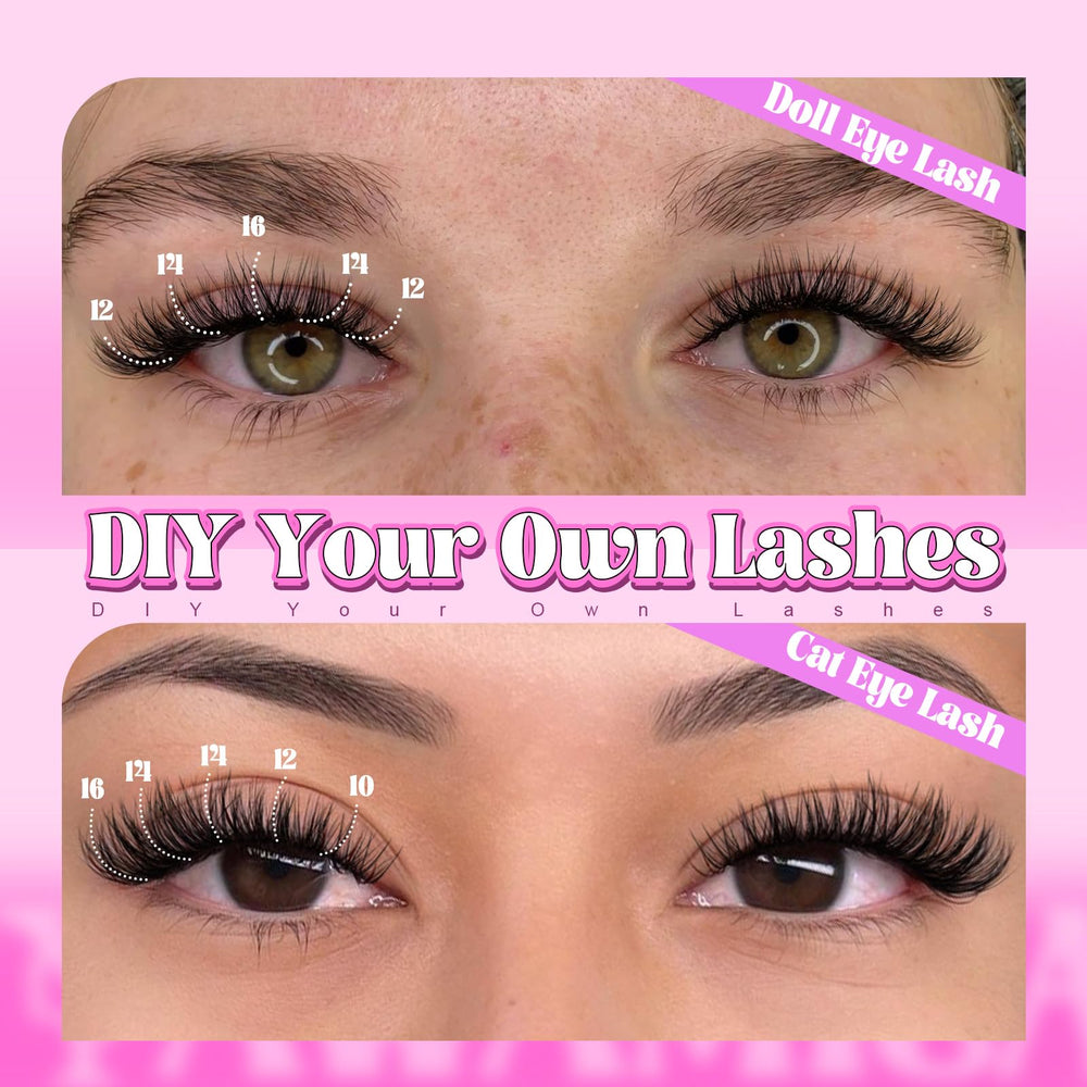 Yawamica Wispy Lash Clusters curl close-up showing natural blend.