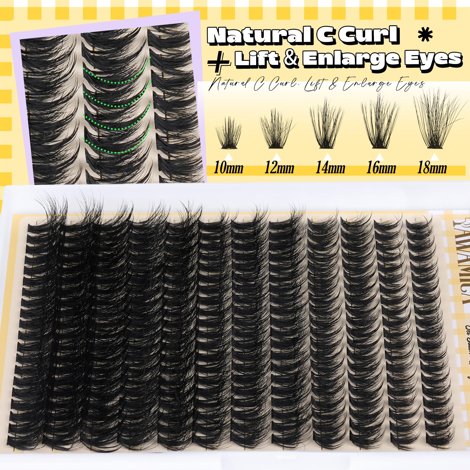 Yawamica Wispy Lash Clusters fox eye look for dramatic definition