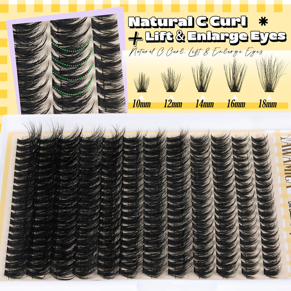 Yawamica Wispy Lash Clusters fox eye look for dramatic definition