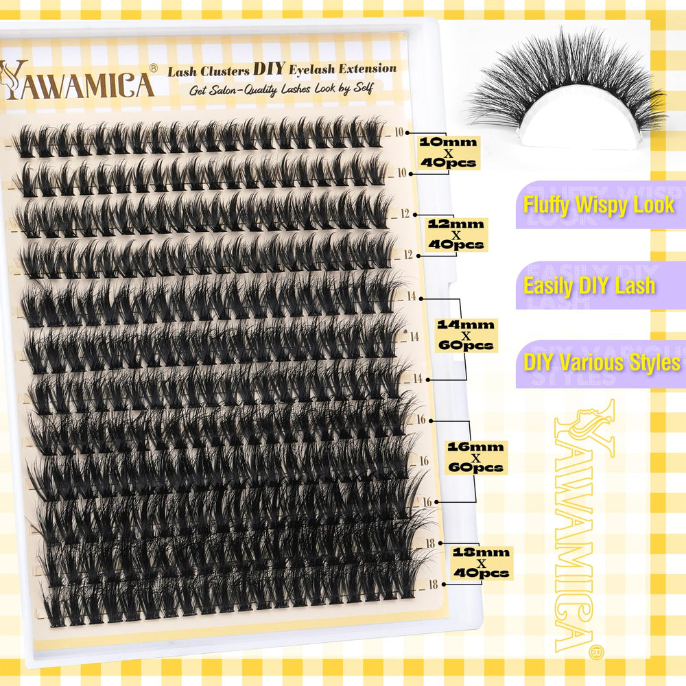 Yawamica Wispy Lash Clusters natural curl for balanced lift