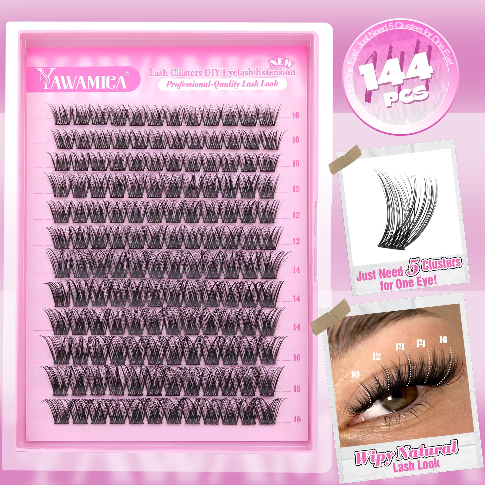 Yawamica Wispy Lash Clusters ultra-thin lash band for comfortable wear.