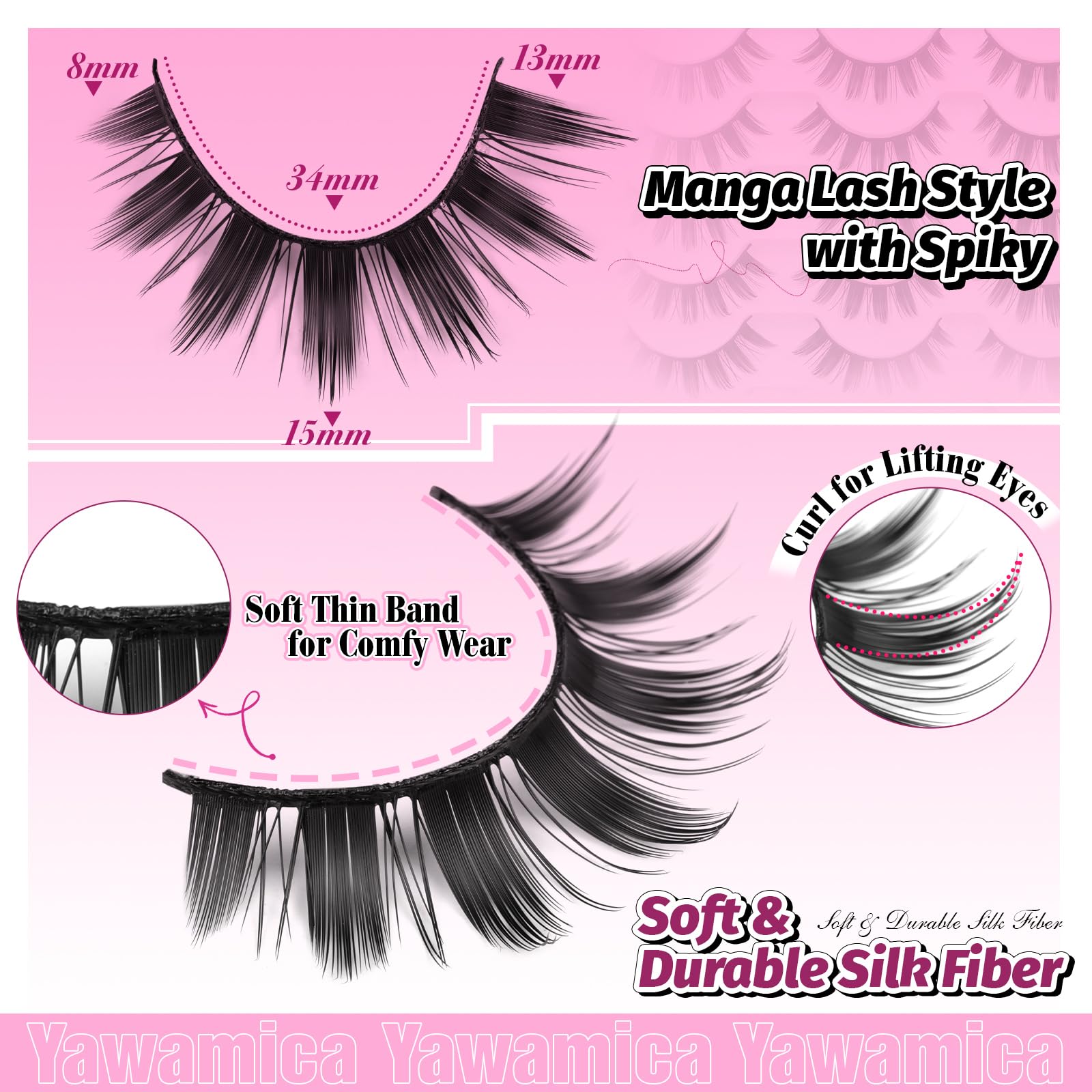 Yawamica Wispy Manga Lashes 14-pair set for versatile daily looks.