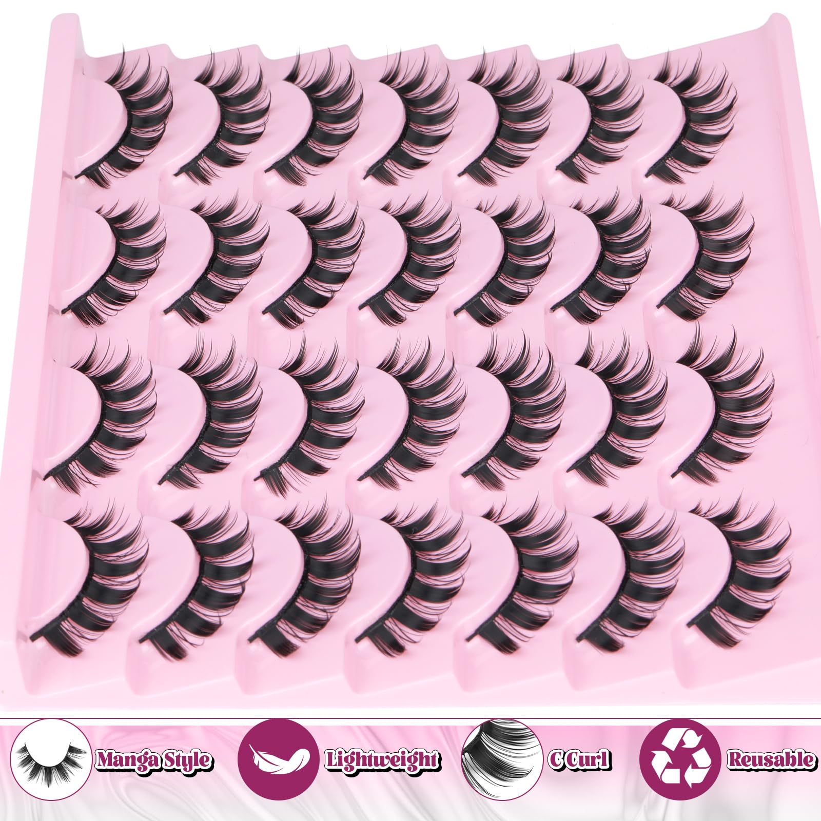 Yawamica Wispy Manga Lashes doll-like extension effect for salon-quality at home.