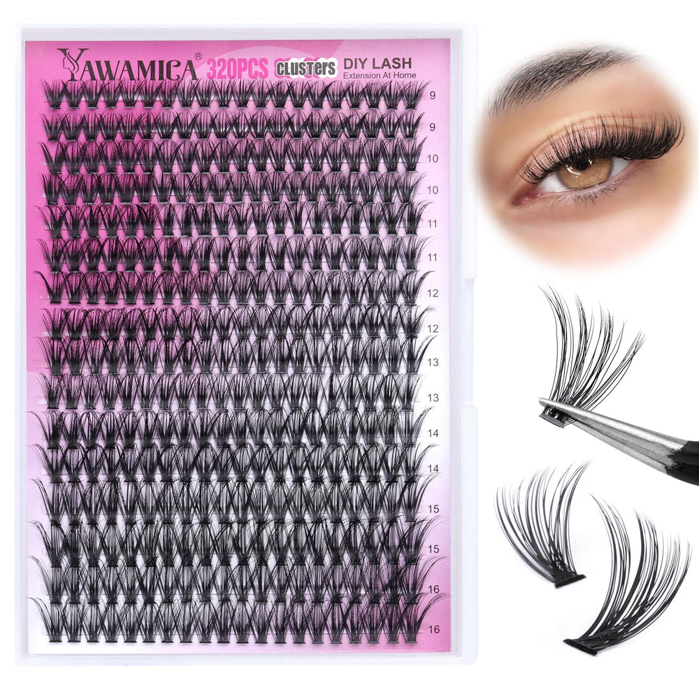 Yawamica 320pc individual lashes in 9-16mm range for customizable everyday looks.