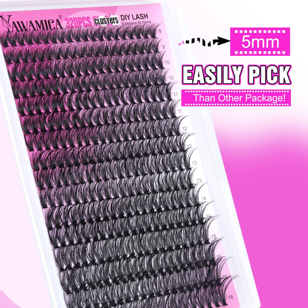 Yawamica 40D lashes with 0.07D thickness create a dense wispy look.