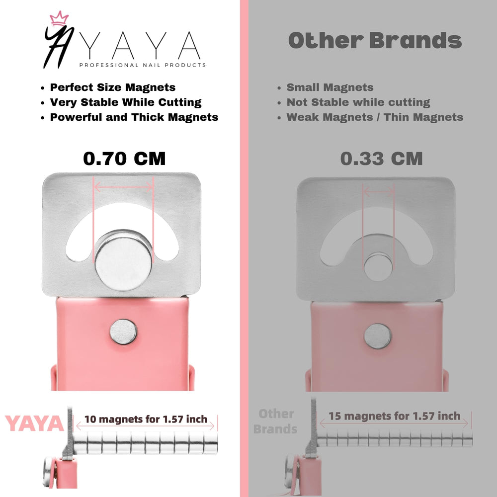 YAYA NAILS nail cutters with magnets provide length guides for even tips.