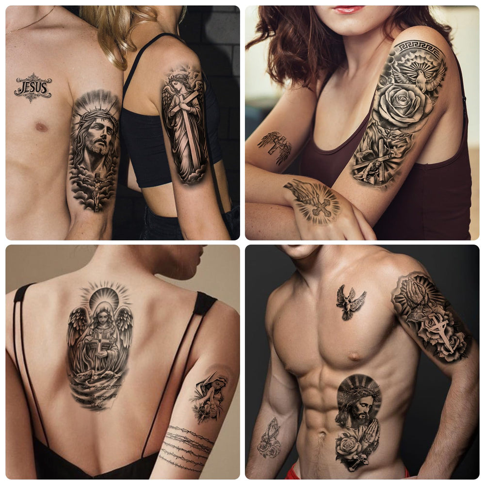 Yazhiji angels tattoo adds sacred detail for sleeve or arm.