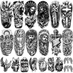 Yazhiji 77-sheets cross tattoo for a durable, eye-catching religious accent.