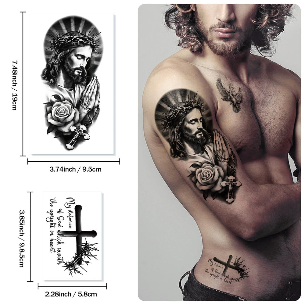 Yazhiji praying hands tattoo supports inspirational daily wear.