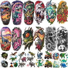 Yazhiji large dinosaur tattoo sheet offers bold designs for party favors