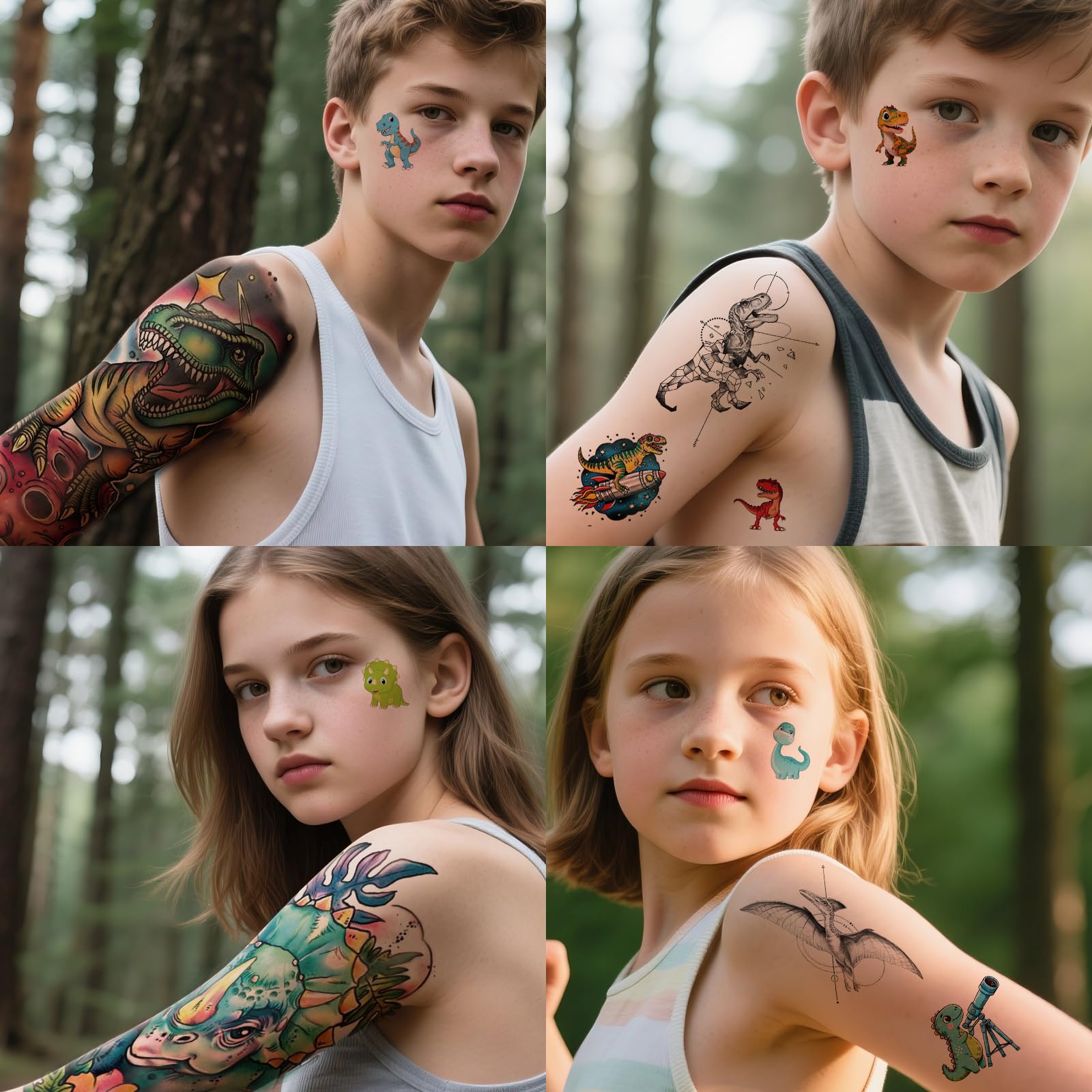 Yazhiji T-Rex arm tattoo provides playful arm art for kids and adults