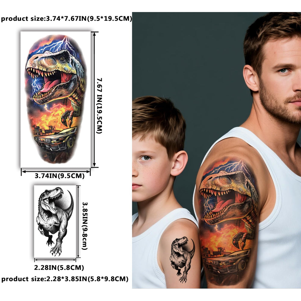Yazhiji T-Rex skull tattoo delivers a striking look for events