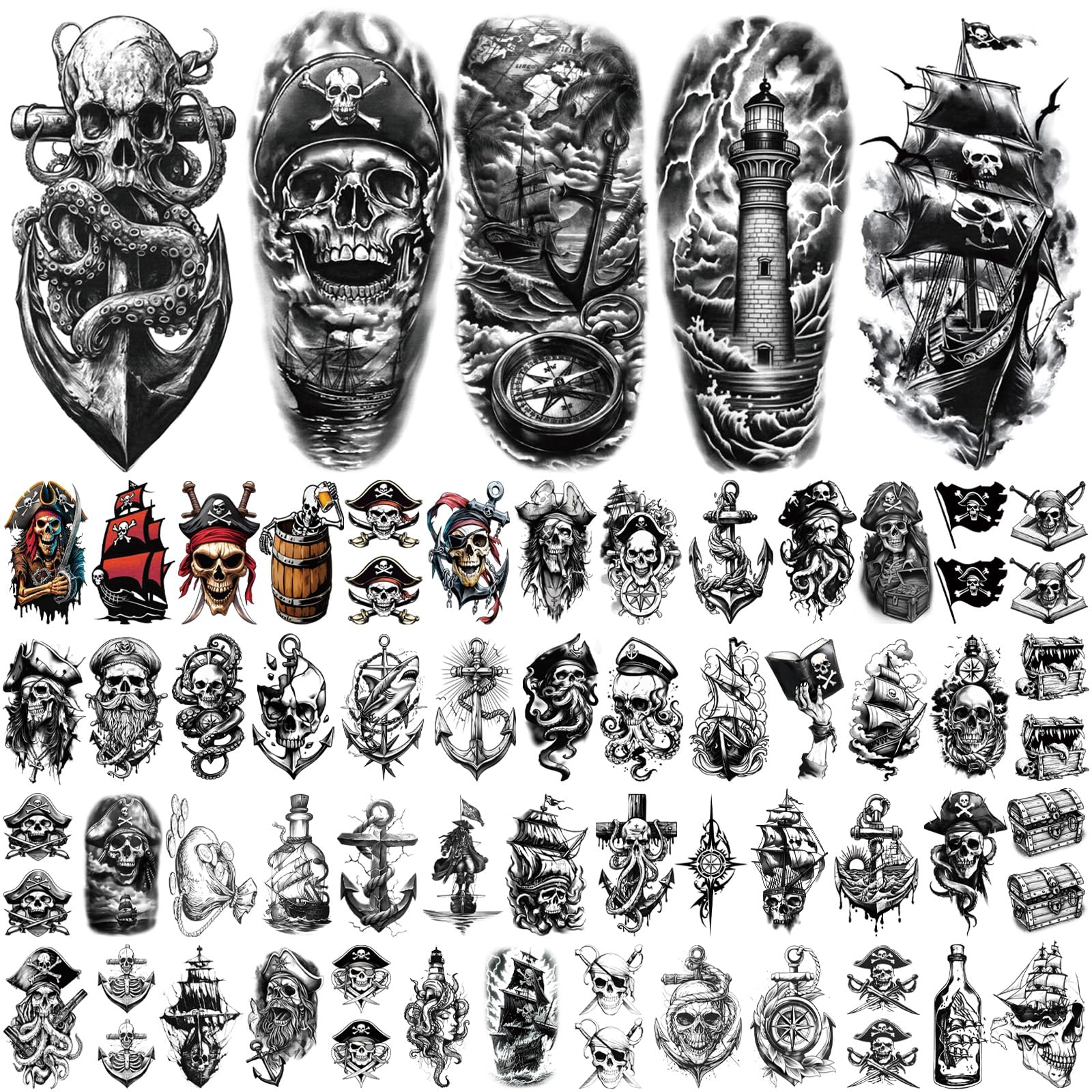 Tatuaje Yazhiji pirata ancla: look náutico duradero para cualquier outfit