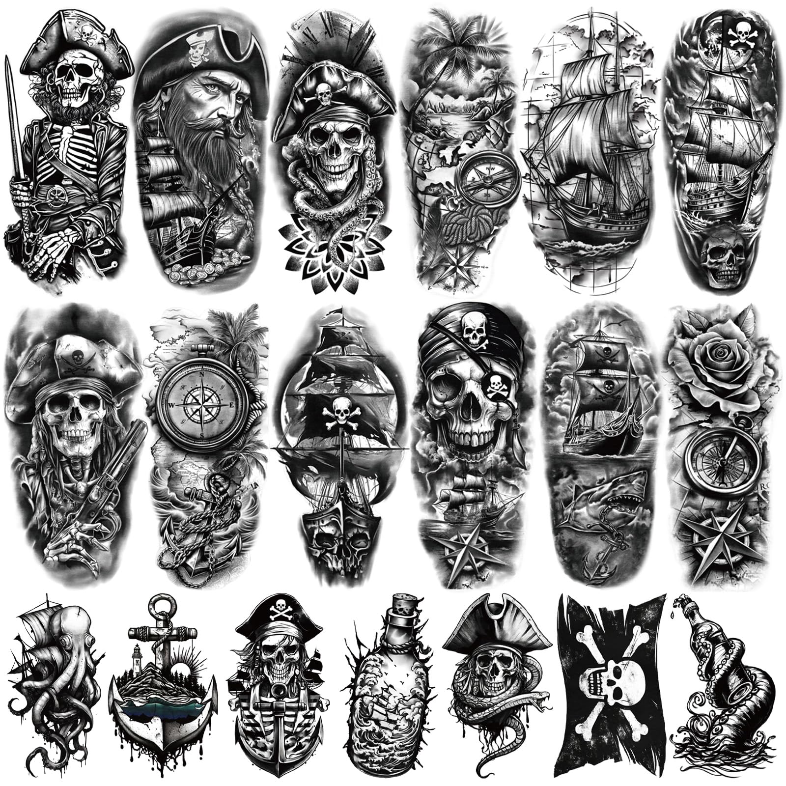 Tatuaje temporal Yazhiji pirata capitan: estilo audaz para cosplay y fiestas
