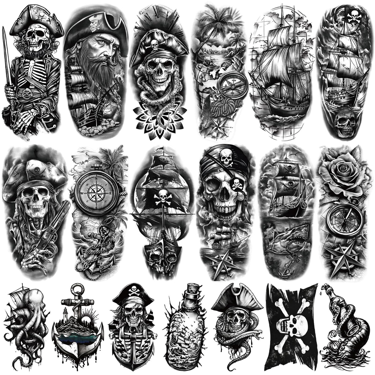 Tatuaje temporal Yazhiji pirata capitan: estilo audaz para cosplay y fiestas